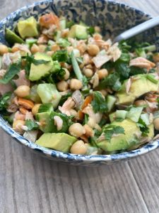salmon chickpea avocado salad
